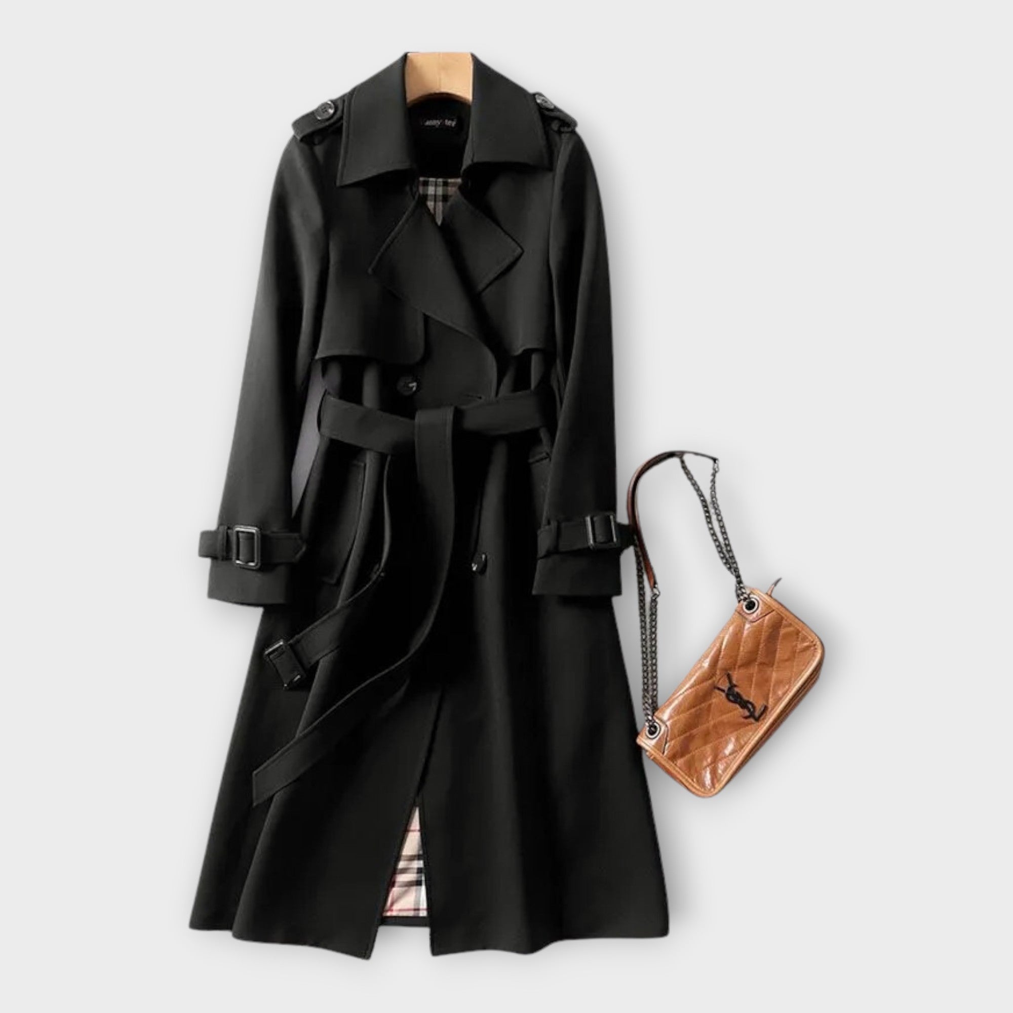 Classic Long Trench Coat with Belt