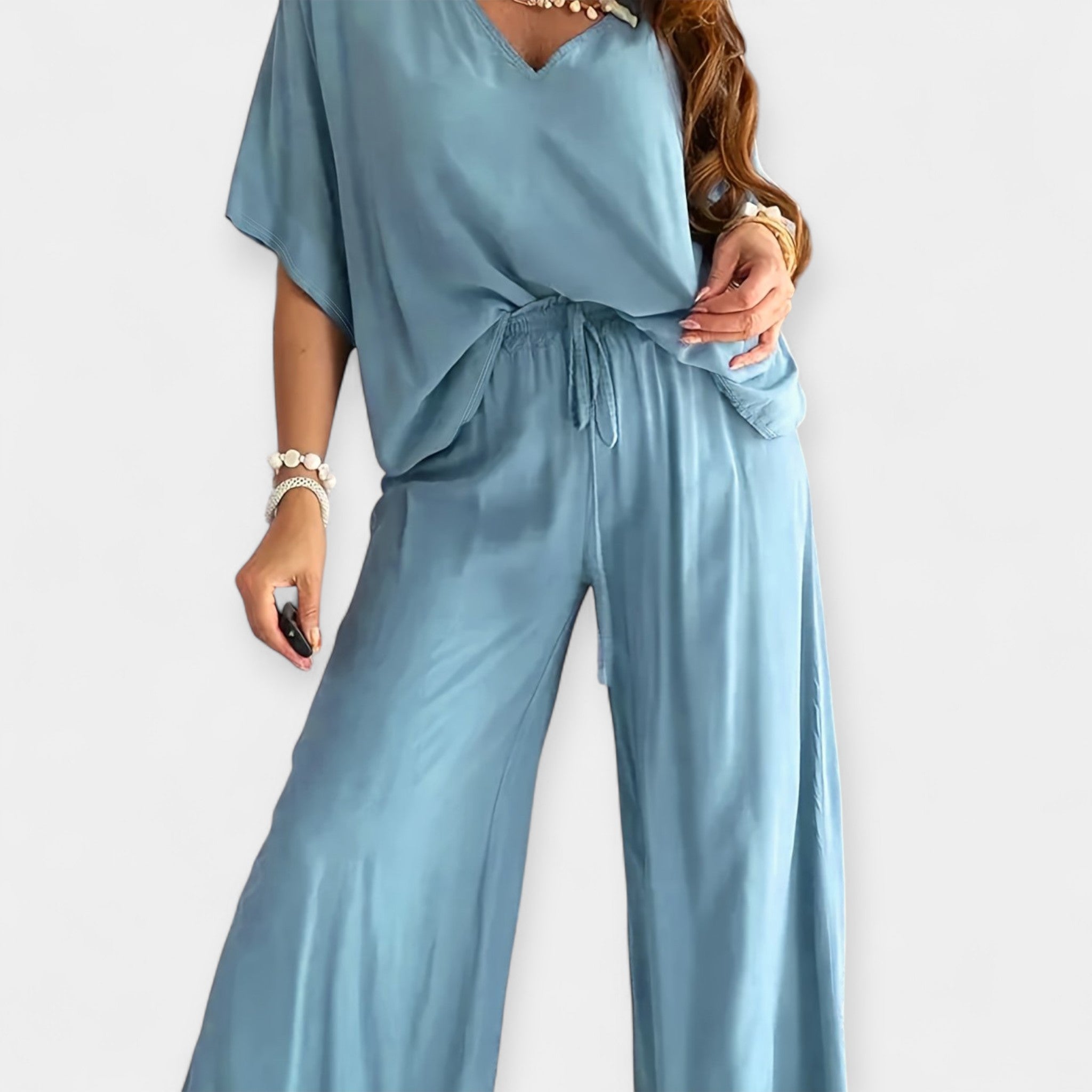 Airy Set with Wide Trousers and Loose Top