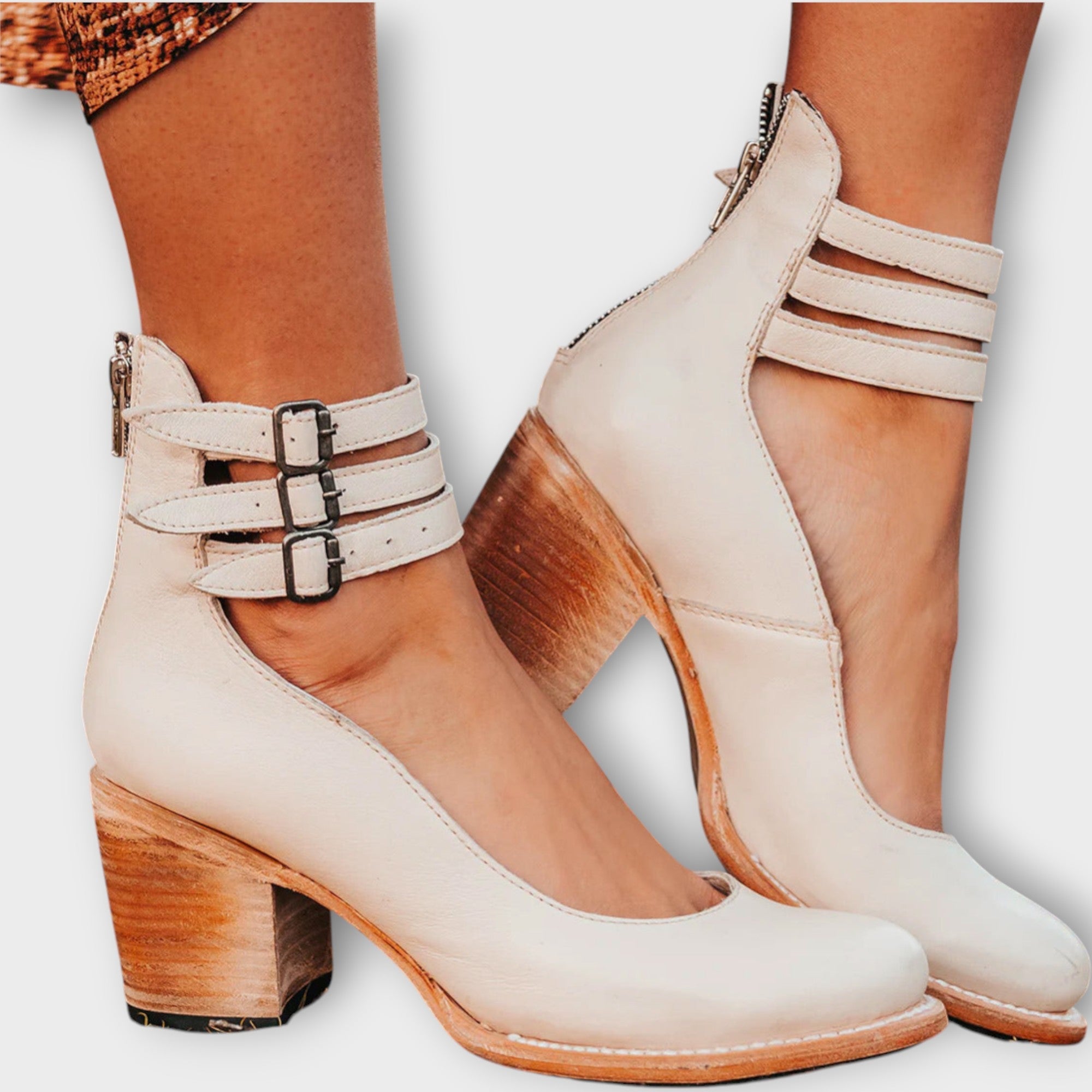 Shoes with Multiple Straps and Thick Heel