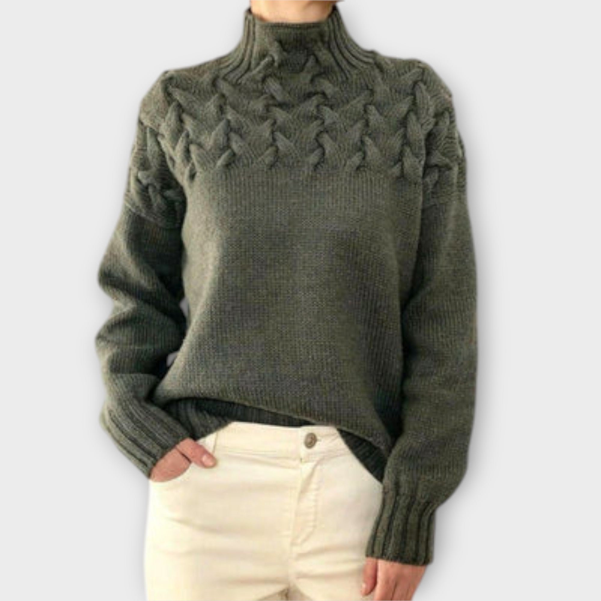 Eva - Women's Knitted Sweater with Knitting Detail