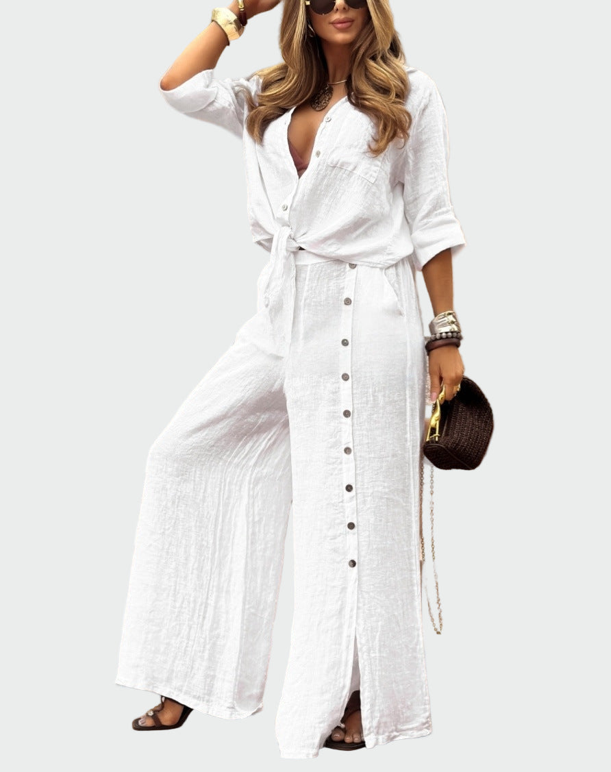 Women's modern, monochrome, jumpsuit