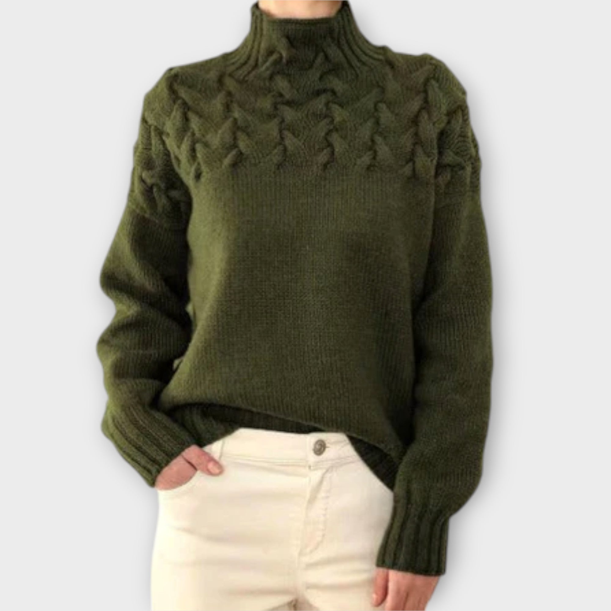Eva - Women's Knitted Sweater with Knitting Detail