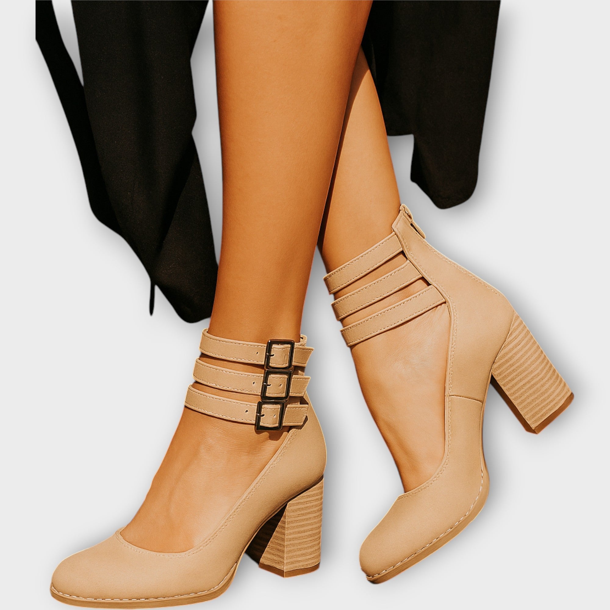Shoes with Multiple Straps and Thick Heel
