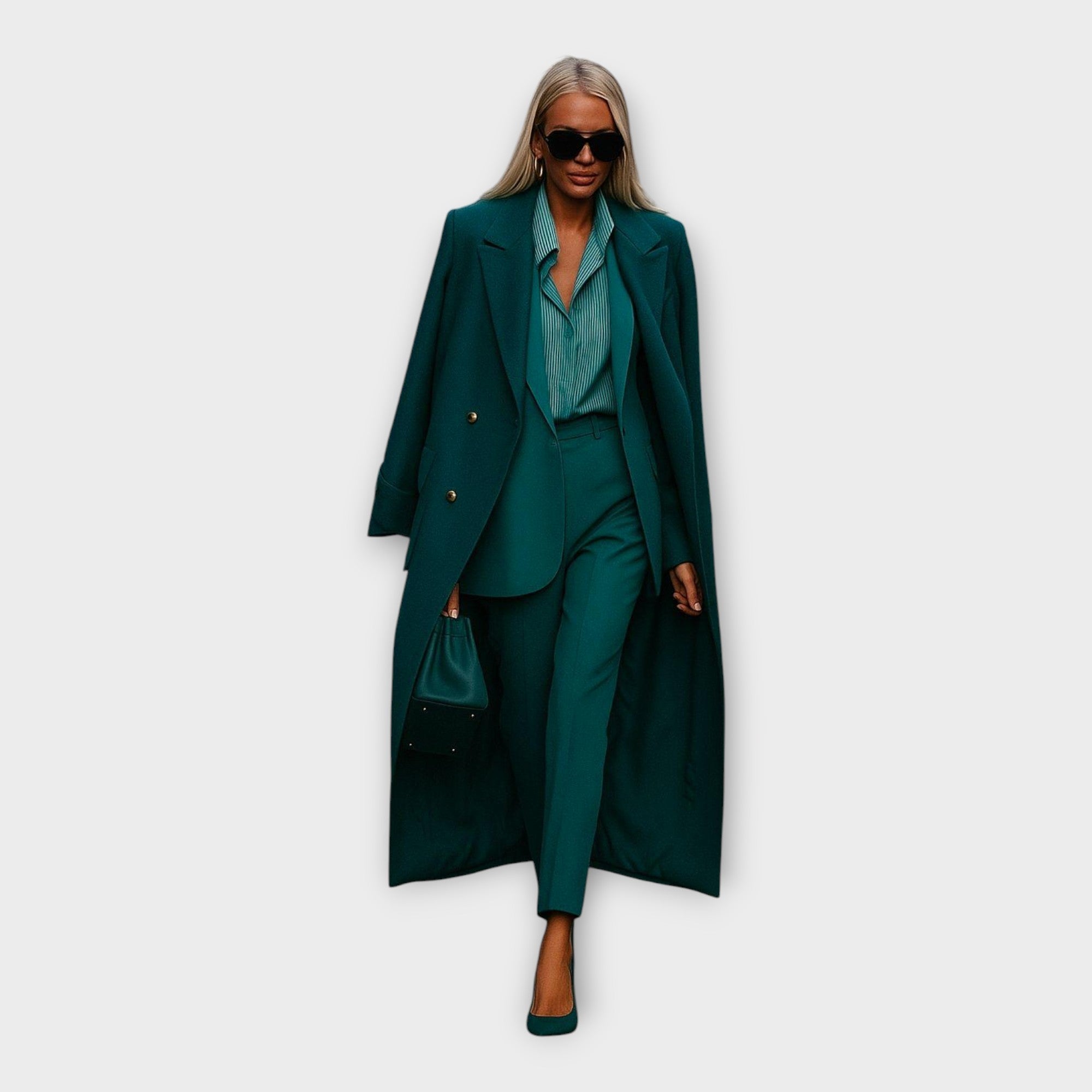 Elegant set with trousers and coat in a minimal line