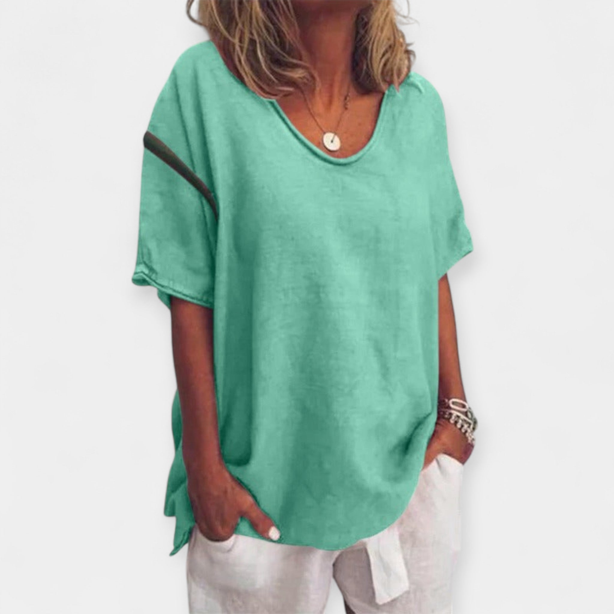 Summer Blouse with V-Neck
