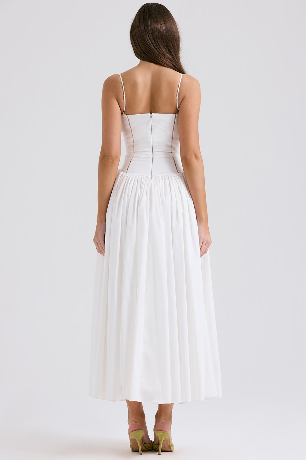 Maxi Dress with Thin Straps and Floral Design