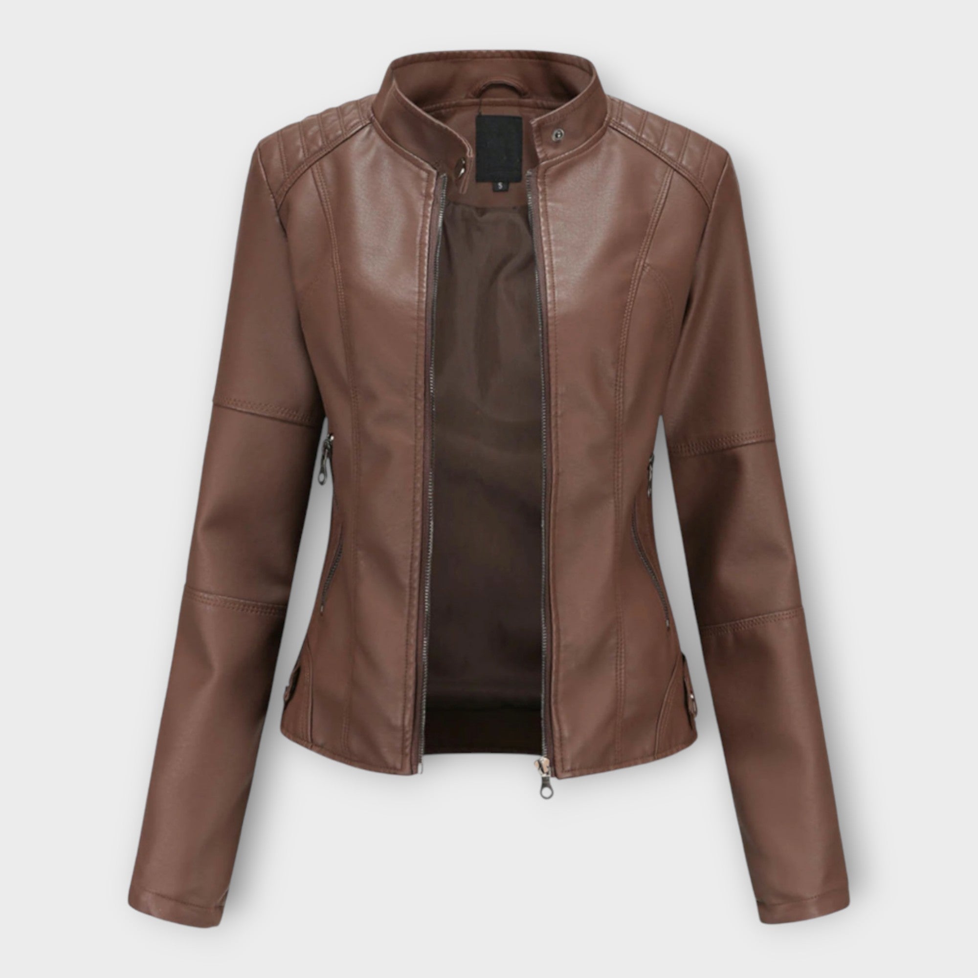 Elegant Leather Jacket with Modern Cut and Timeless Aesthetic