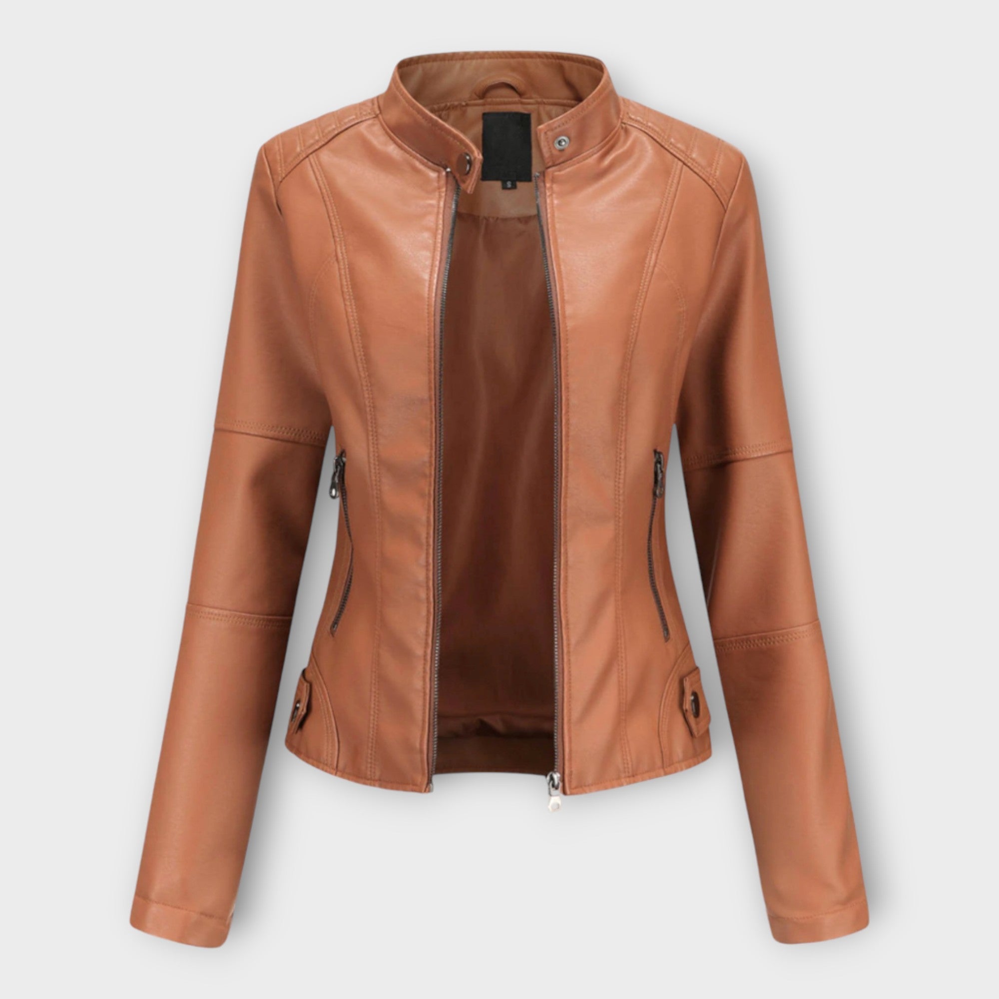 Elegant Leather Jacket with Modern Cut and Timeless Aesthetic