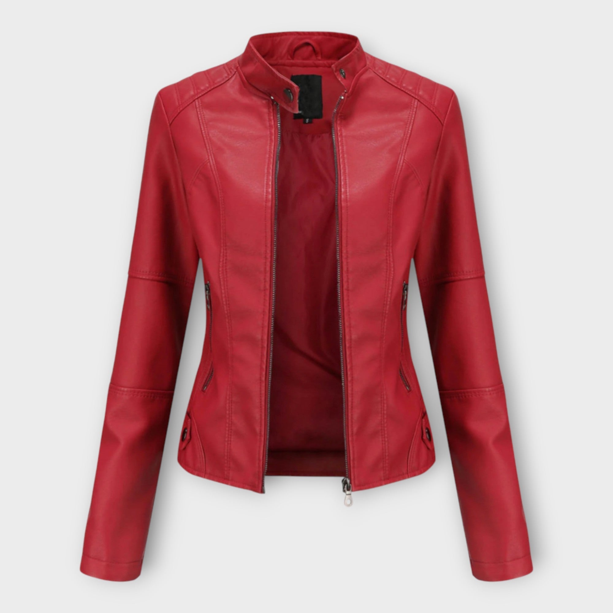 Elegant Leather Jacket with Modern Cut and Timeless Aesthetic