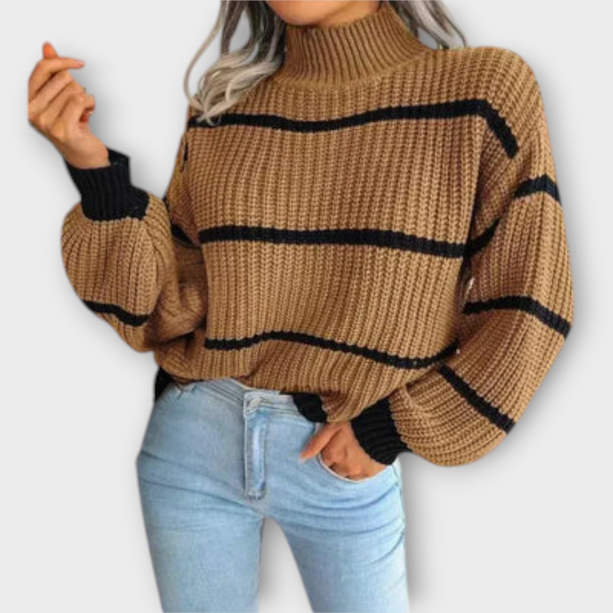 Chavala - Roll Neck Striped Sweater