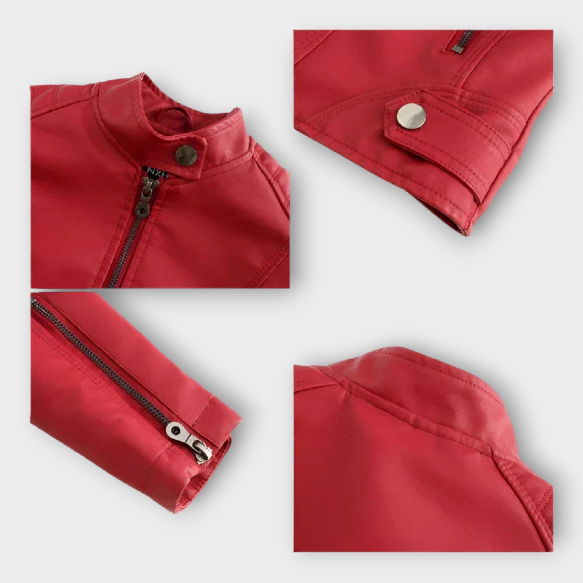 Modern Short Leather Jacket with Zip