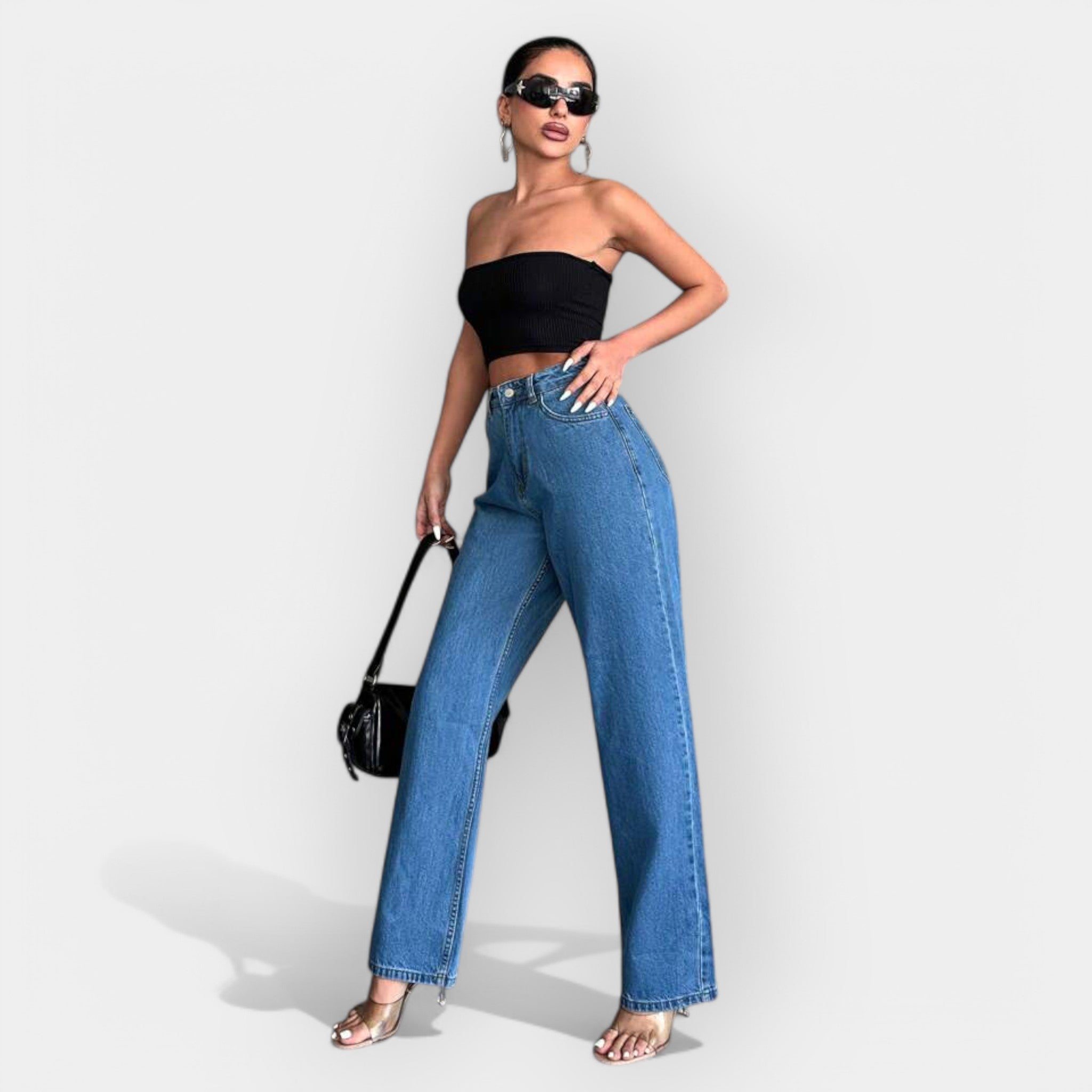 High-Waisted Jeans with a Comfortable Wide Fit
