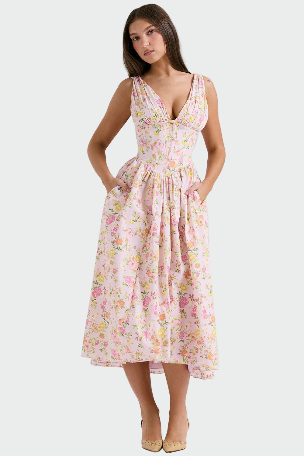 Romantic Floral Midi Dress