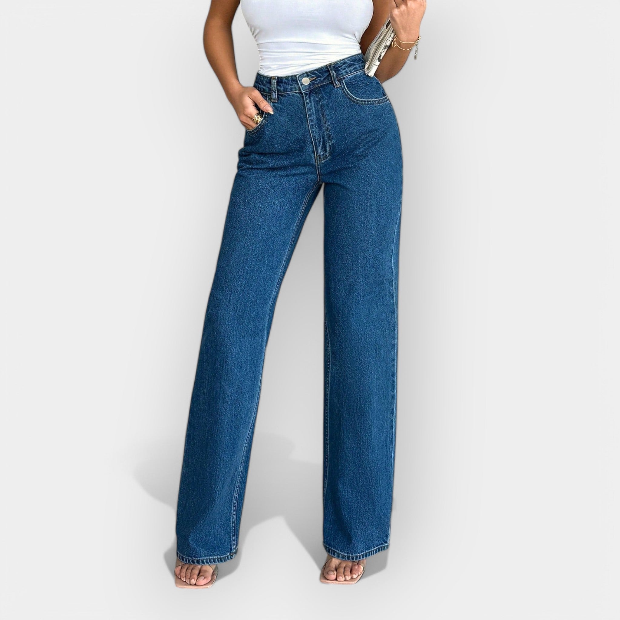 High-Waisted Jeans with a Comfortable Wide Fit