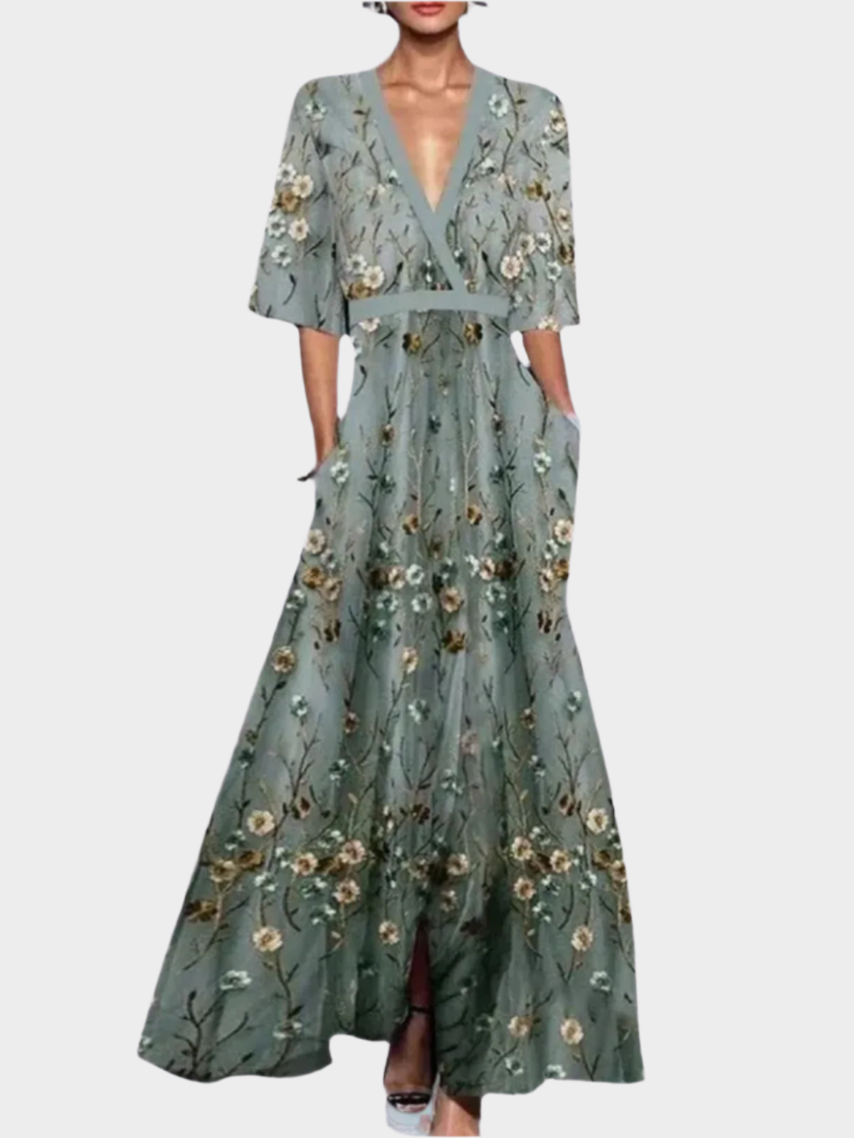 Elegant Floral Dress with Belt