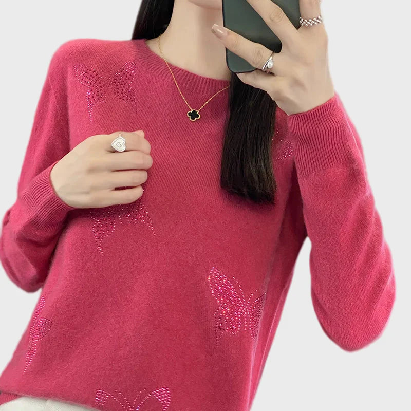 Knitted Turtleneck with Butterfly Pattern
