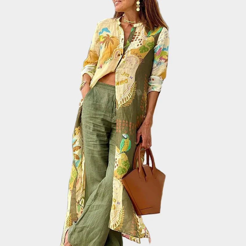 Elegant Coordinated Linen Set with Modern Simplicity and Comfortable Flow