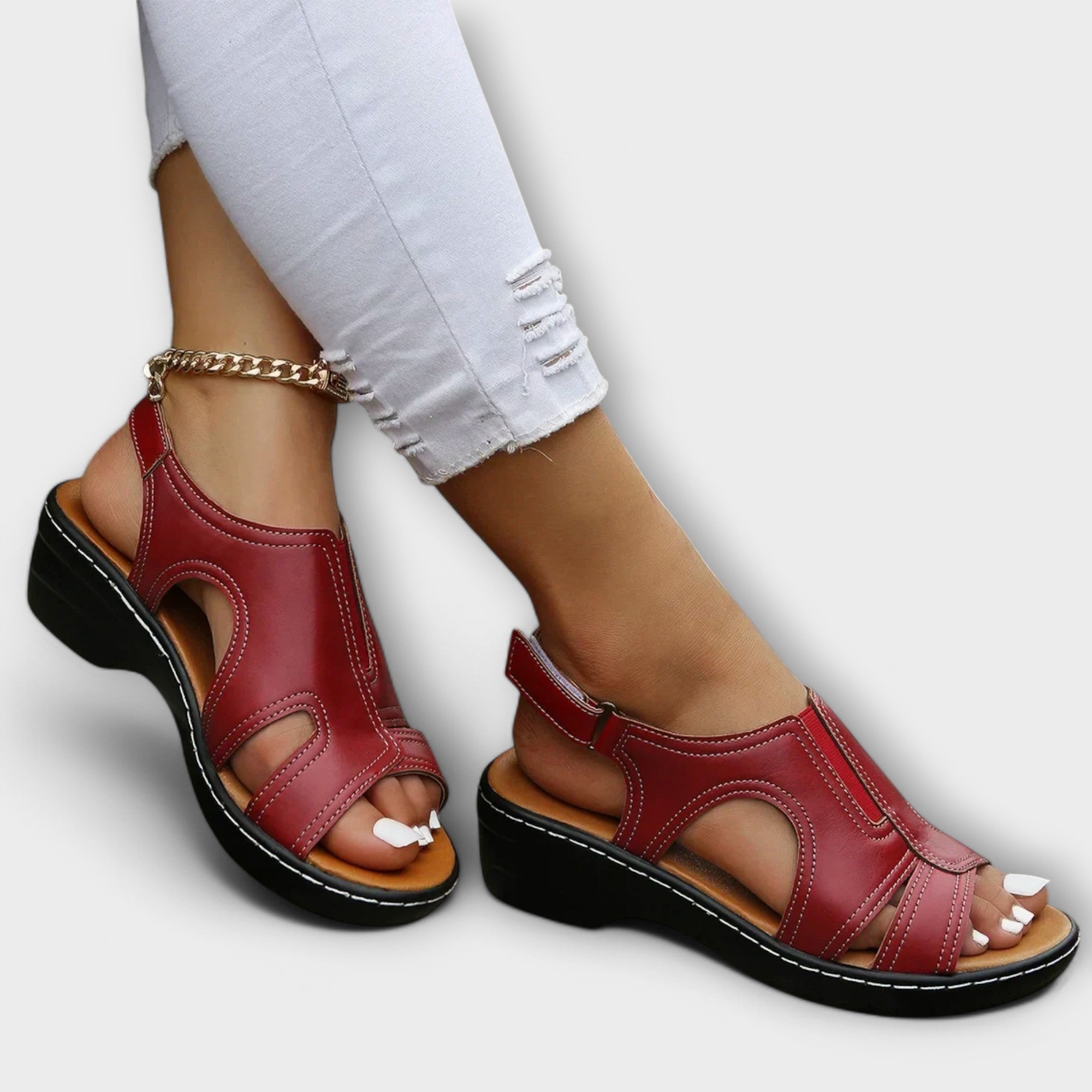 Sandals with Comfortable Leather Heel