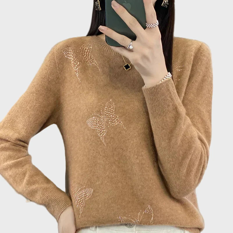 Knitted Turtleneck with Butterfly Pattern