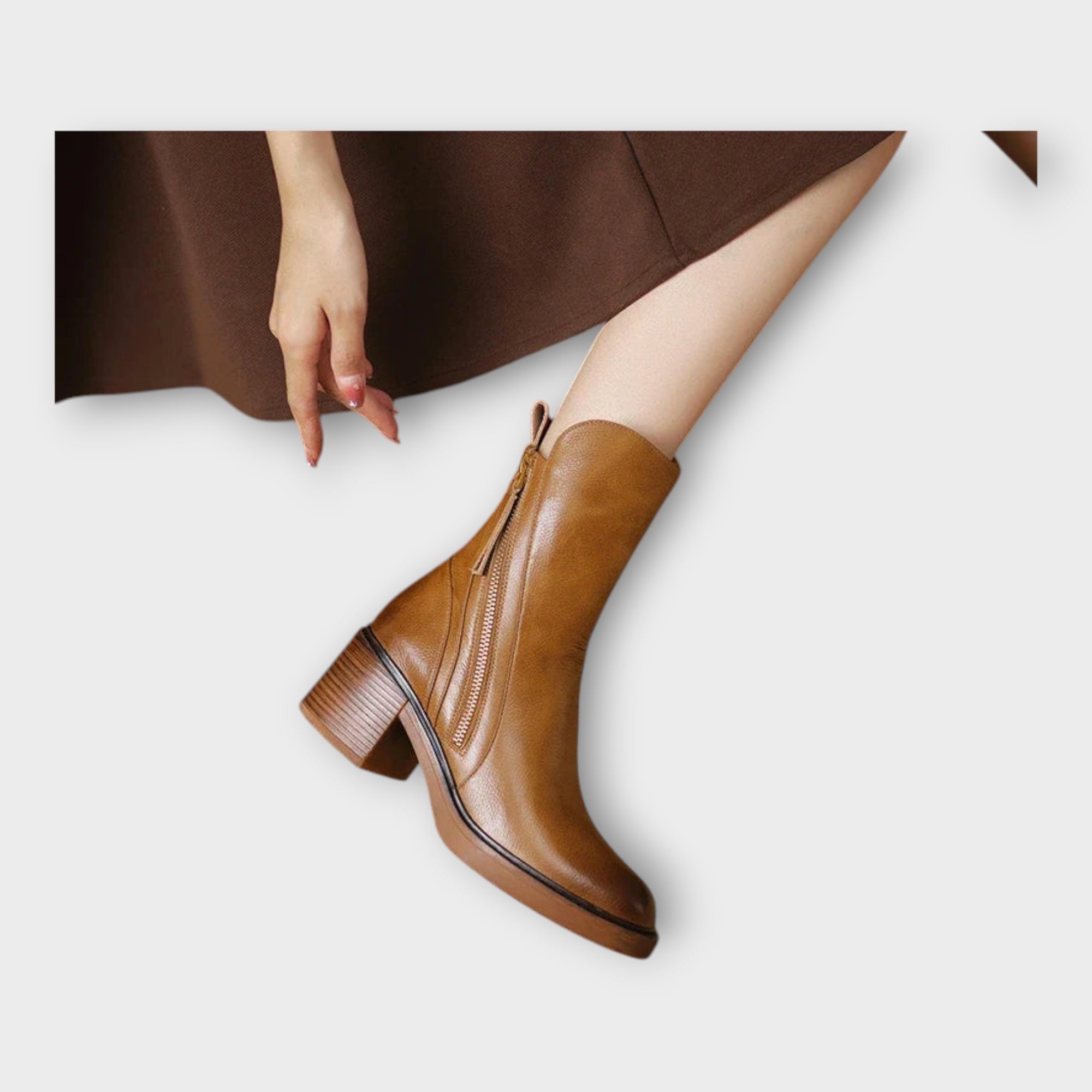 Ankle Boots with Elegant Line and Zip Detail