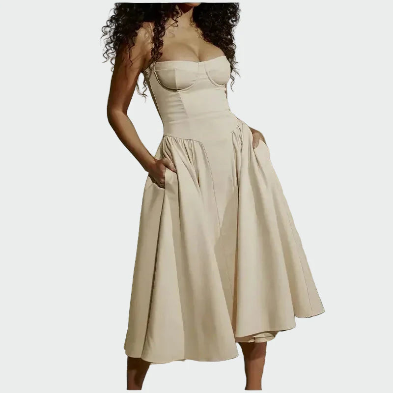 Satin Maxi Dress with Thin Straps