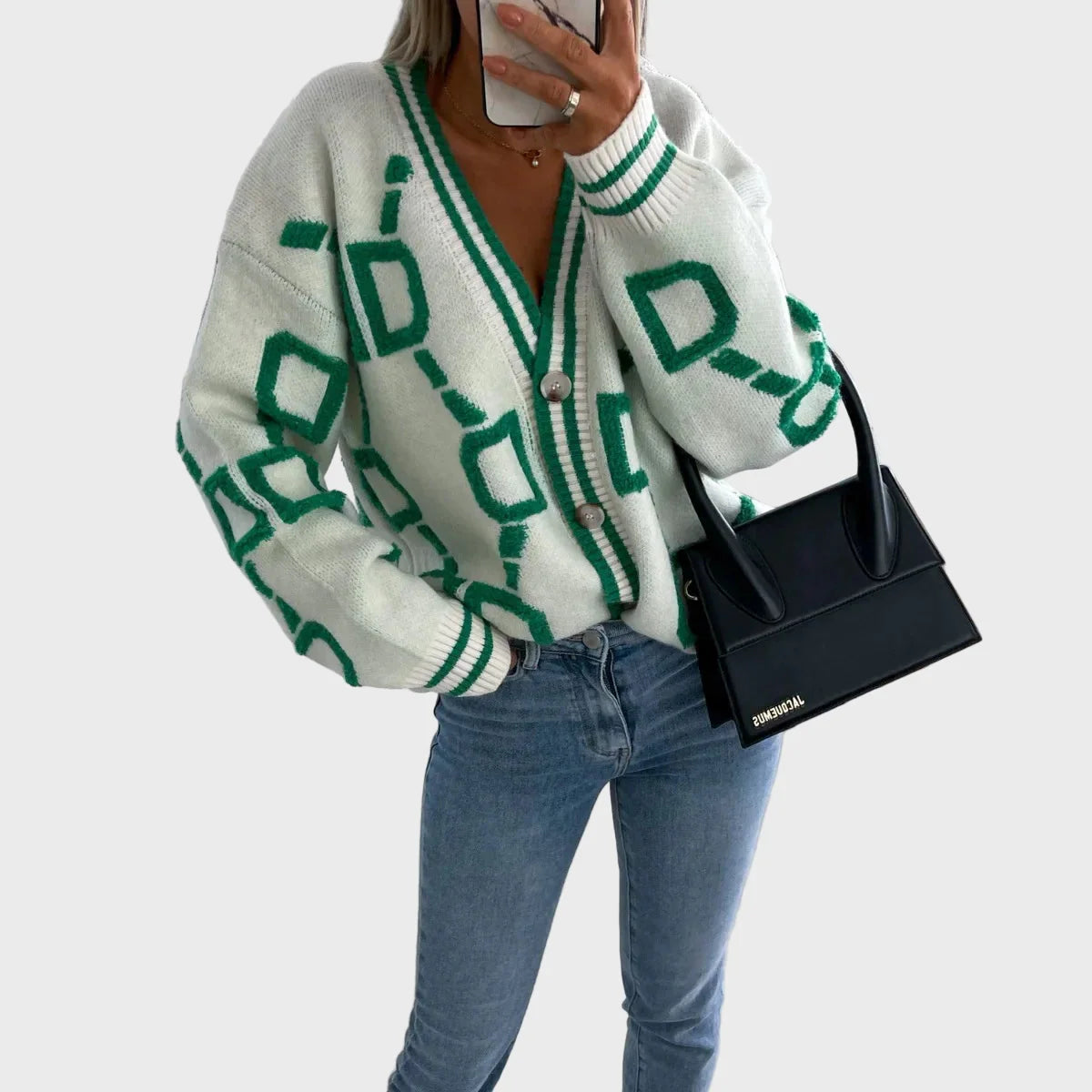 Modern Knitted Gilet with Geometric Design