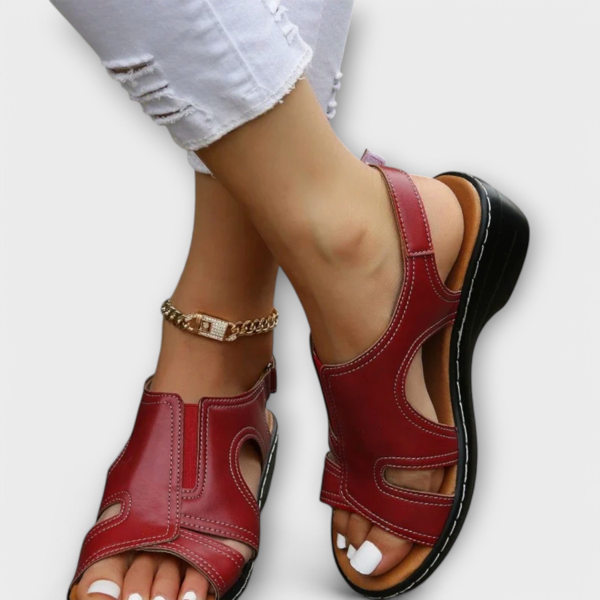 Sandals with Comfortable Leather Heel