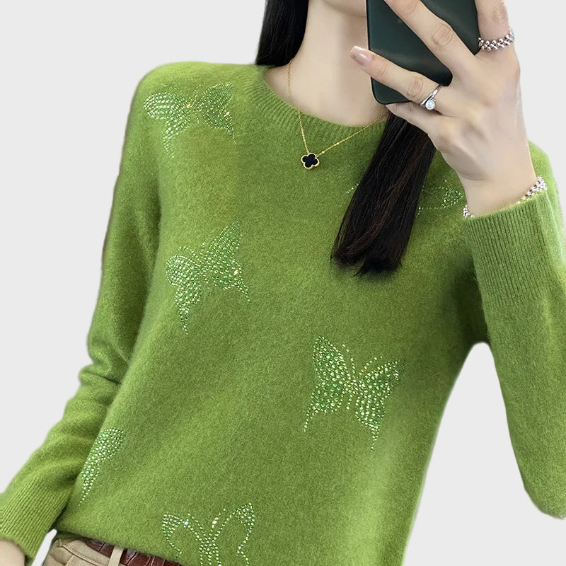 Knitted Turtleneck with Butterfly Pattern