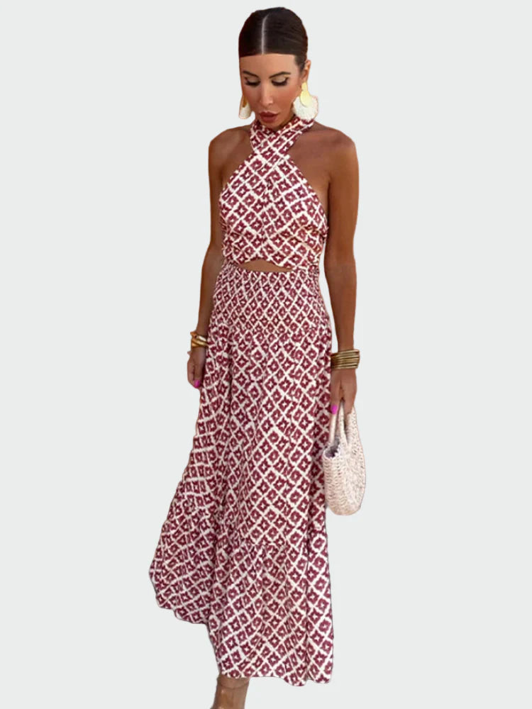 Airy Midi Dress with Open Shoulders