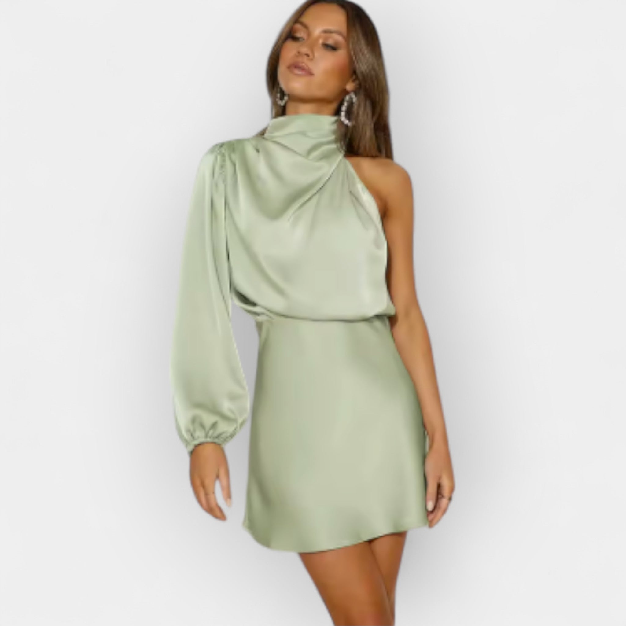 Asymmetrical Satin Dress