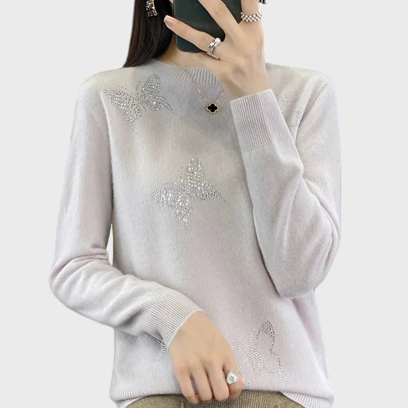 Knitted Turtleneck with Butterfly Pattern