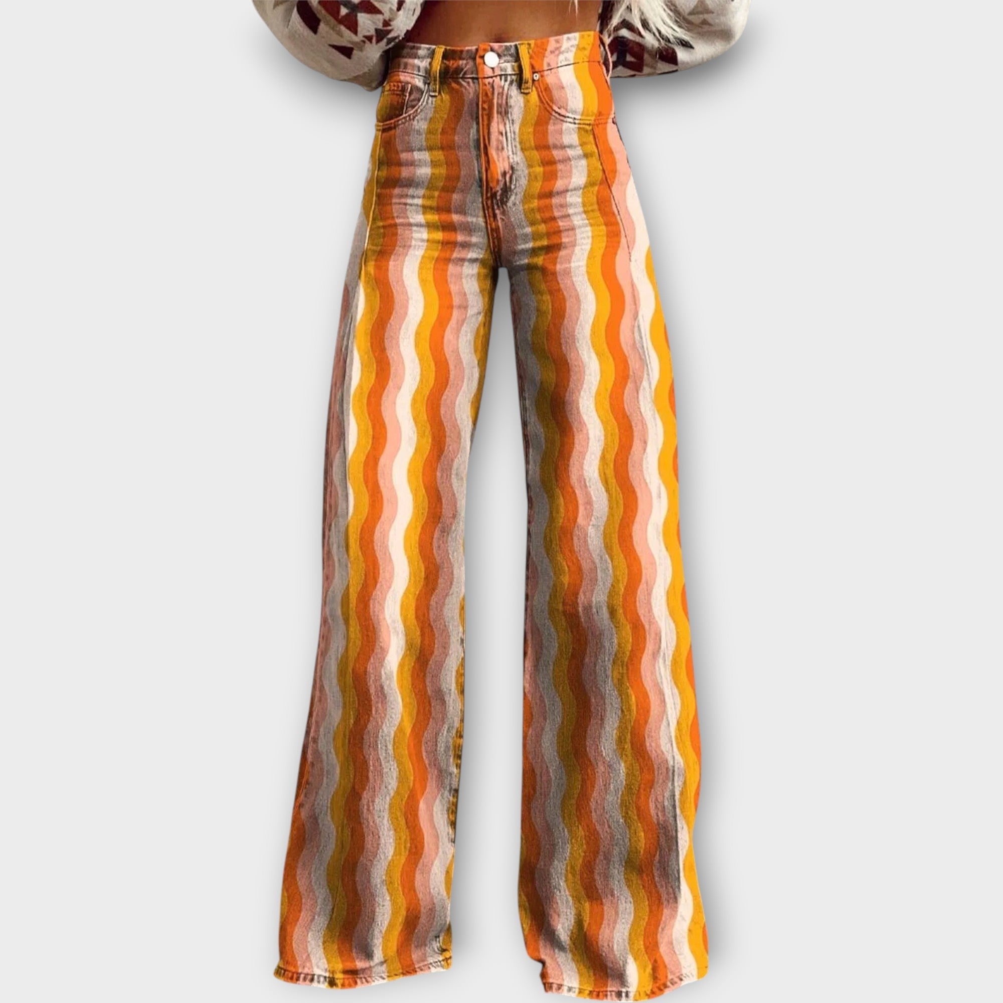 Jeans with Multicoloured Stripes