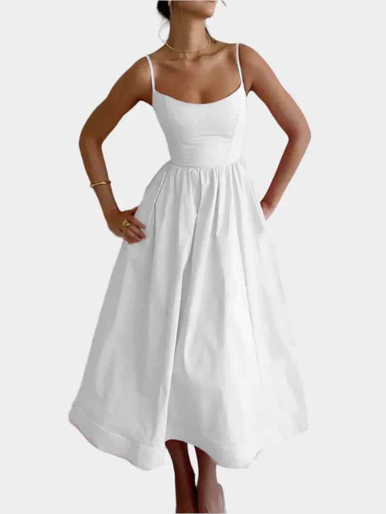 Dress with Wide and Soft Satin Line