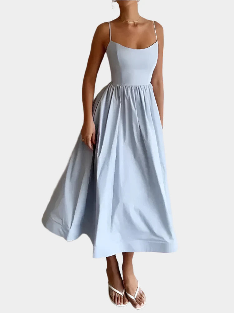 Dress with Wide and Soft Satin Line