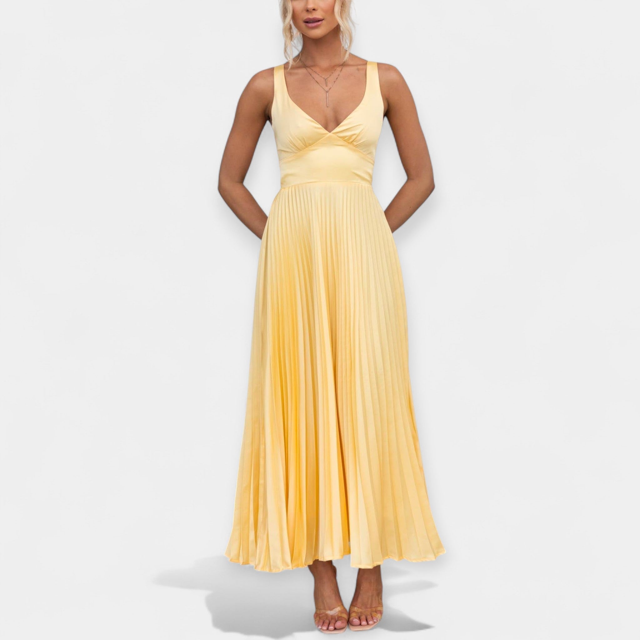 Open Back Yellow Maxi Dress