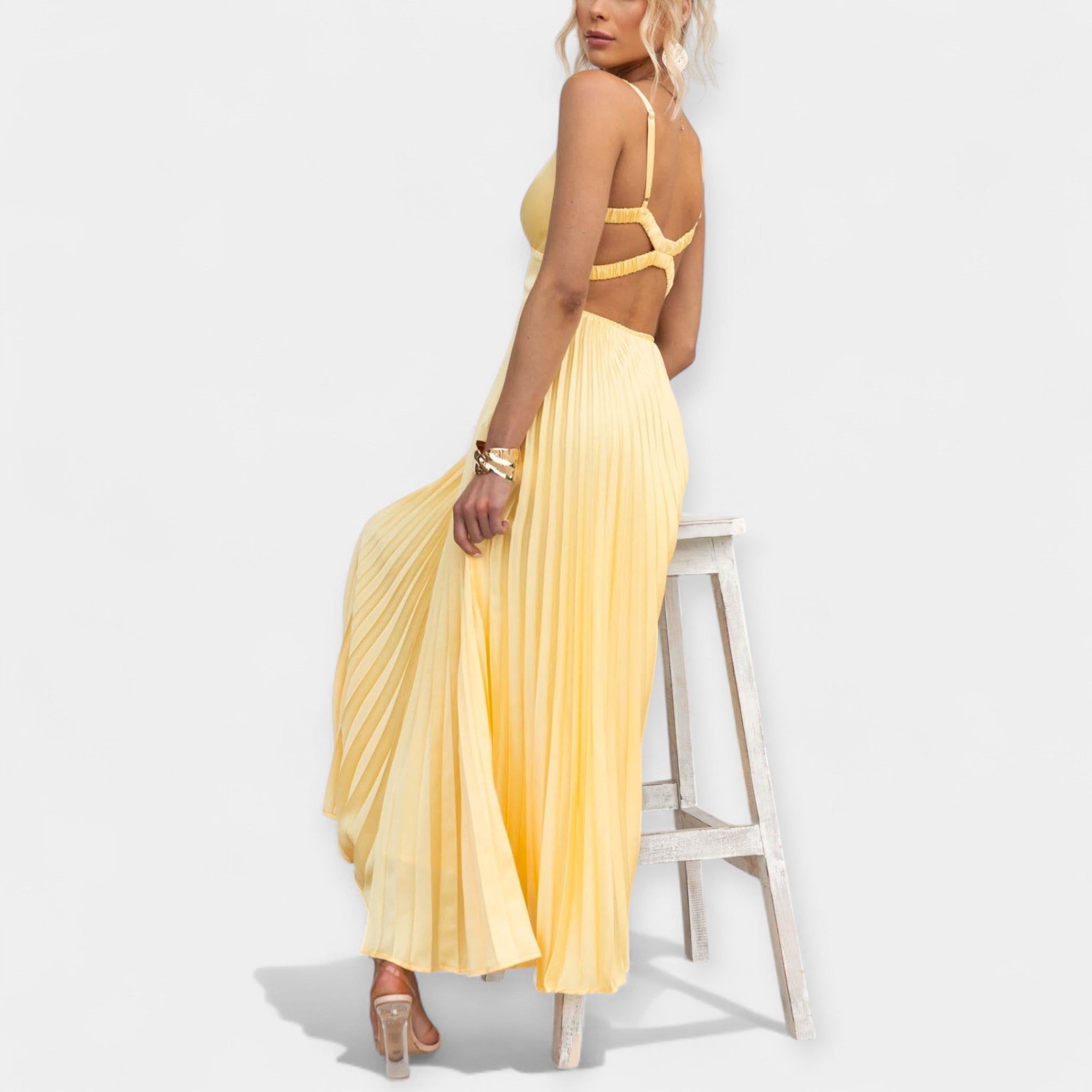 Open Back Yellow Maxi Dress