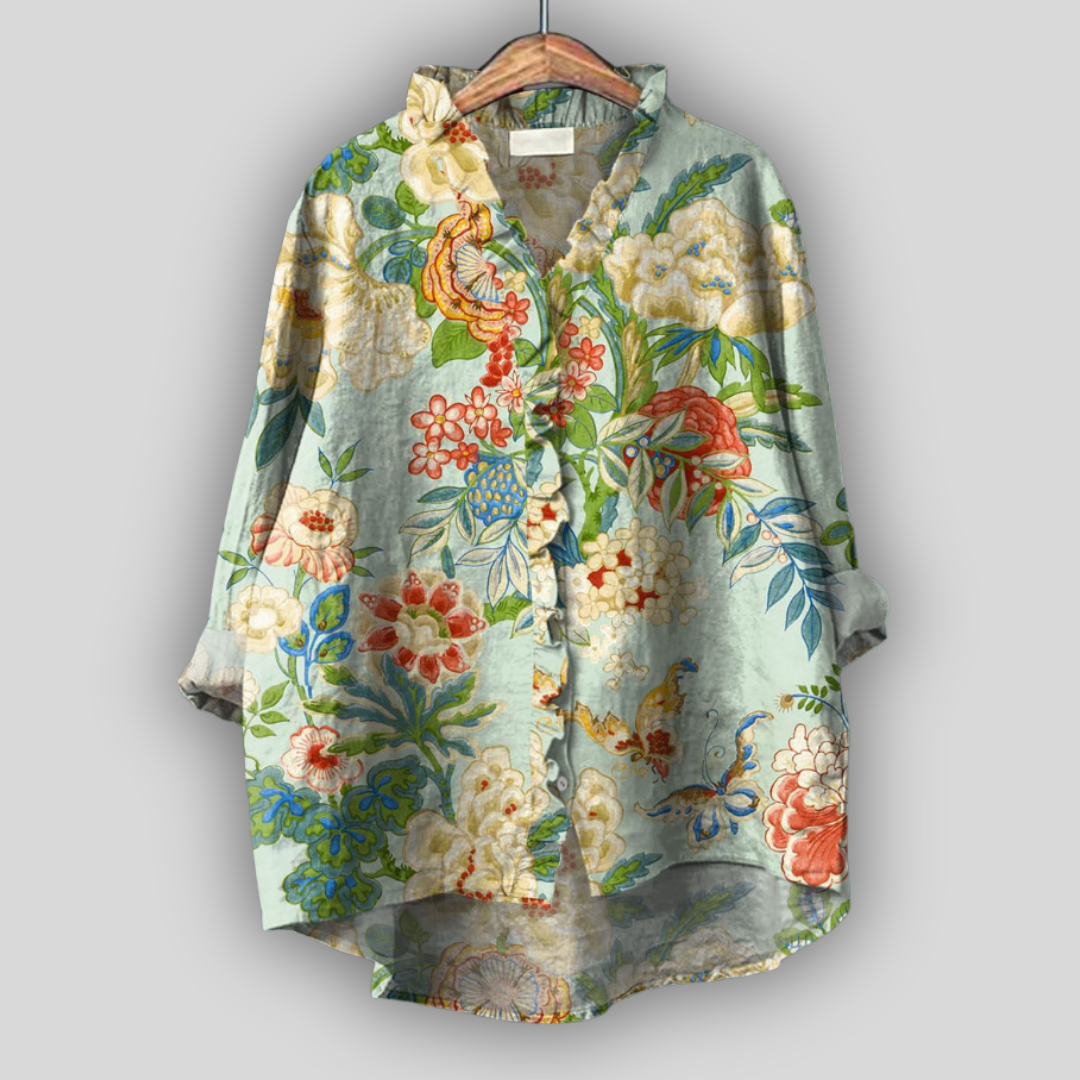 Linen Blouse Spring Garden