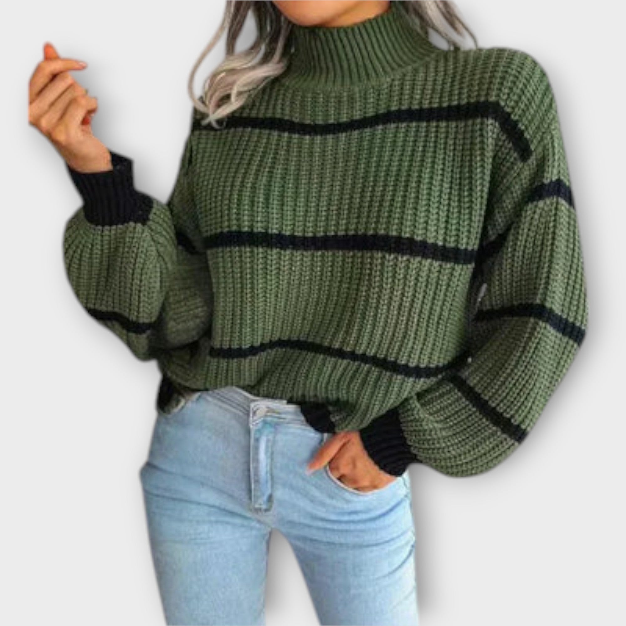 Chavala - Roll Neck Striped Sweater