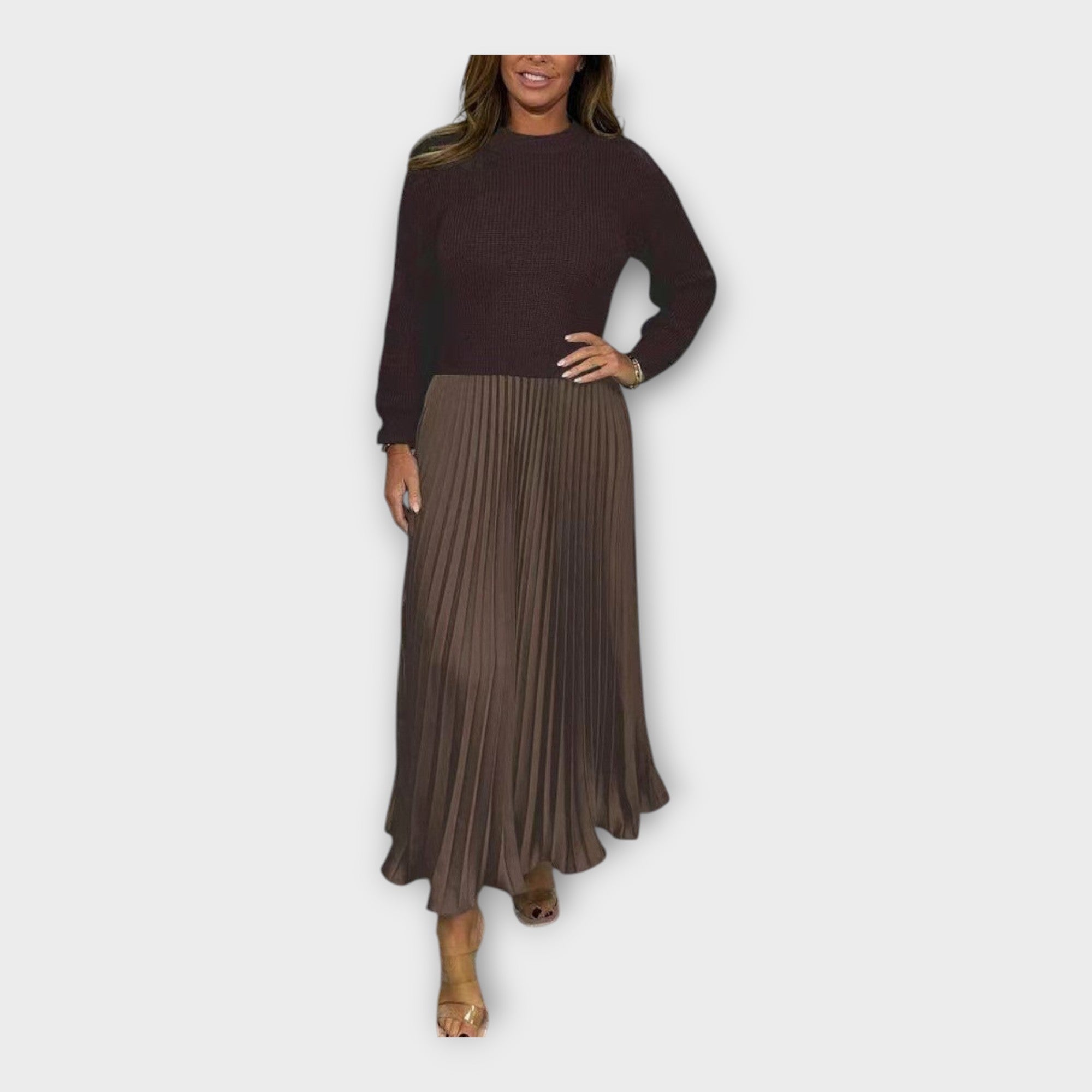 Elegant Dress with Pleated Design and Timeless Aesthetic