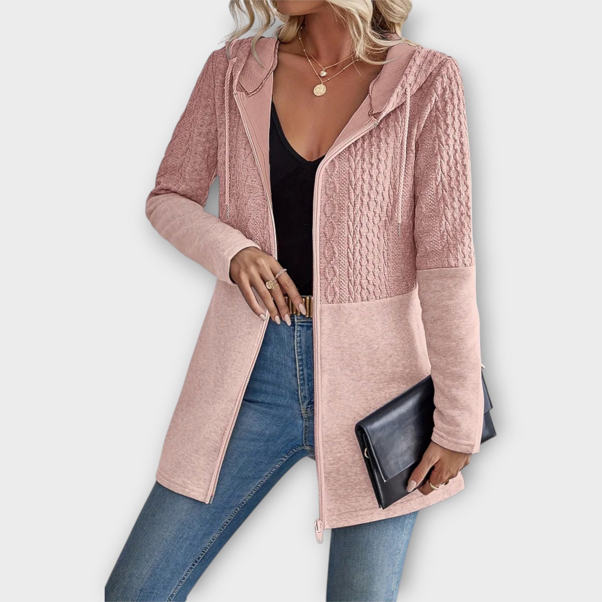 Elegant Hoodie Cardigan with Modern Details