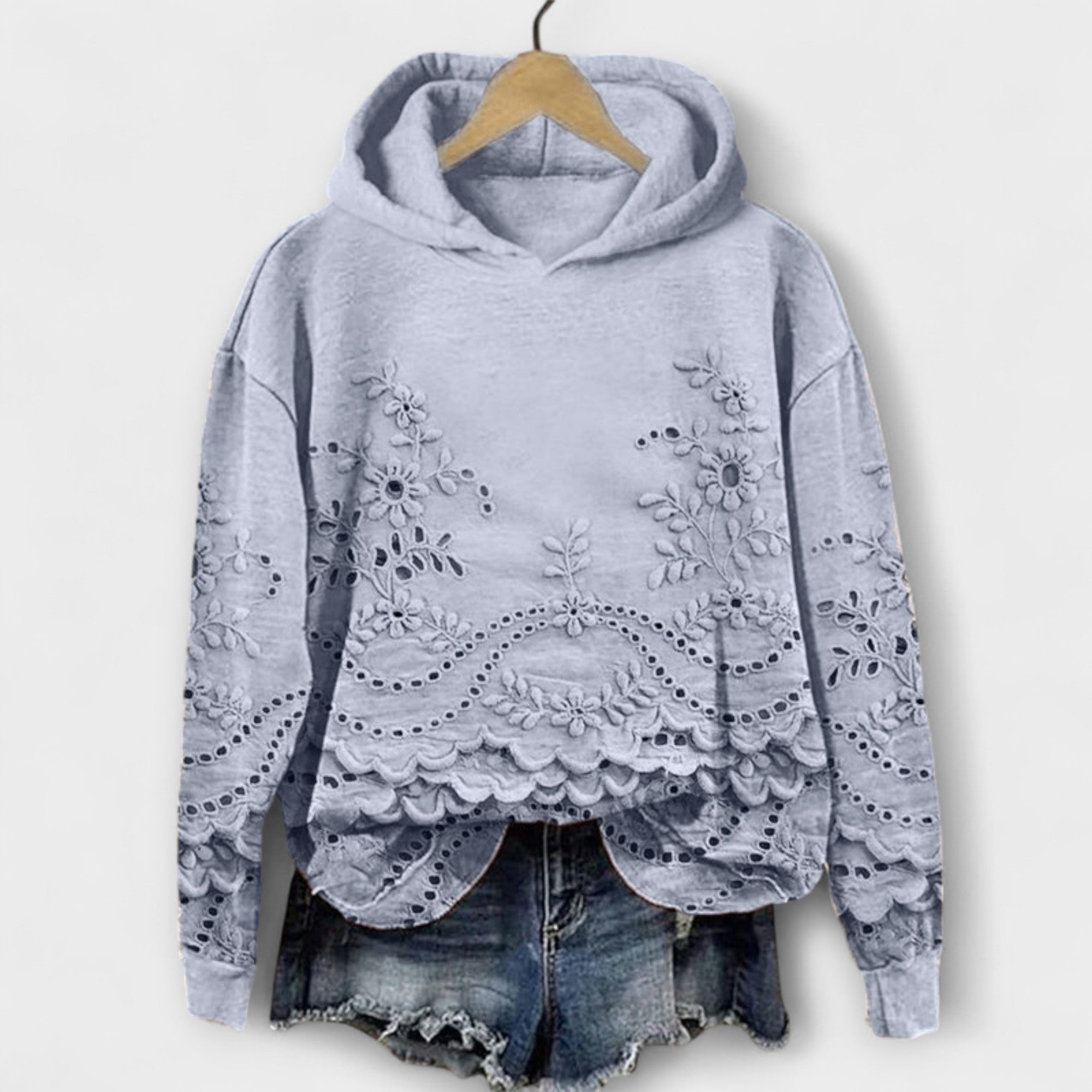 Elegant Hoodie with Lace Details
