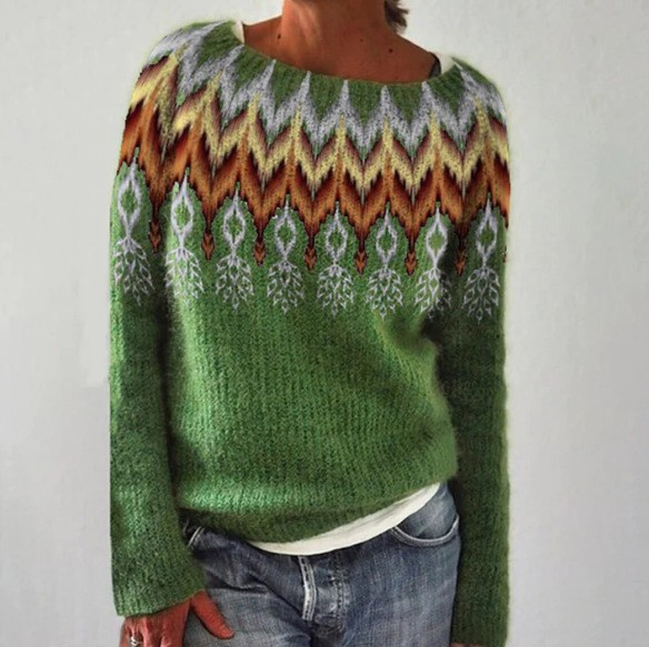 Knitted Sweater with Geometric Design