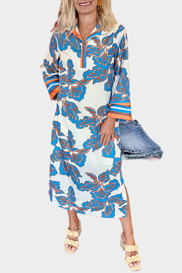 Daily Dress with Floral Design and Elegant Zip