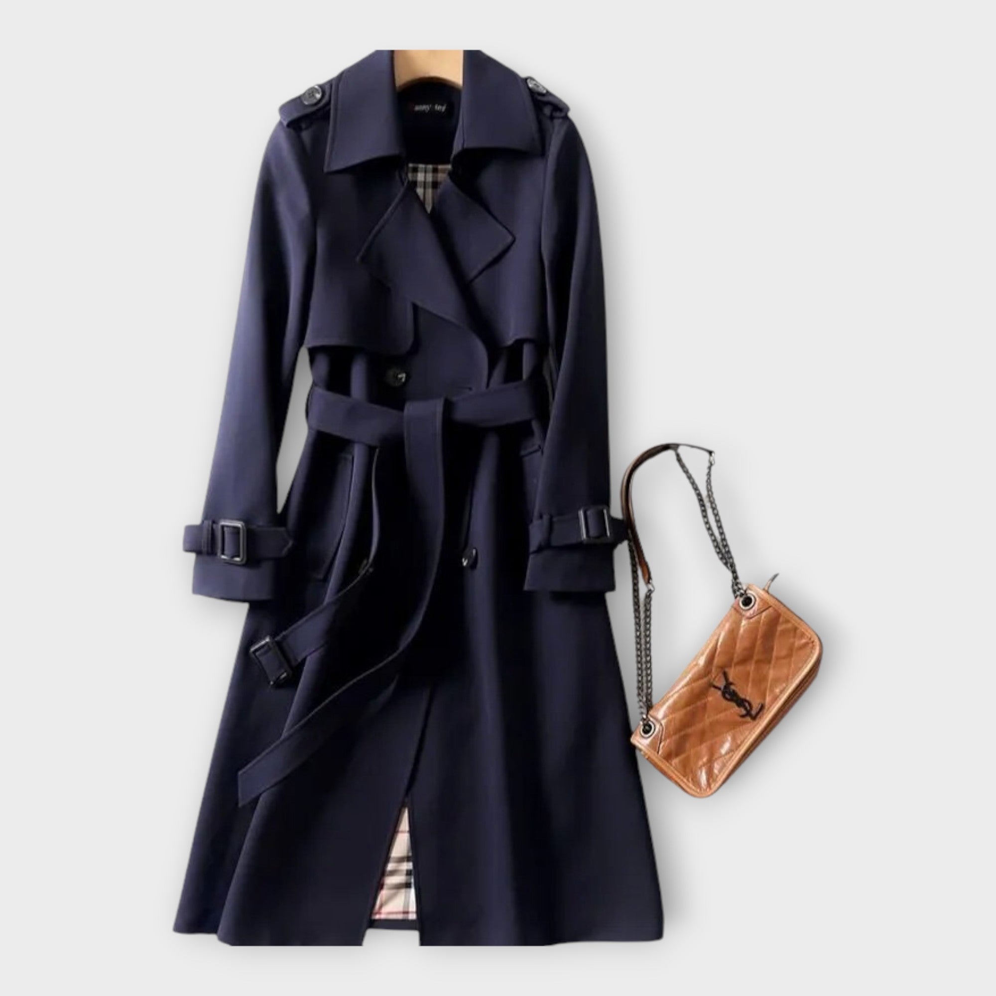Classic Long Trench Coat with Belt