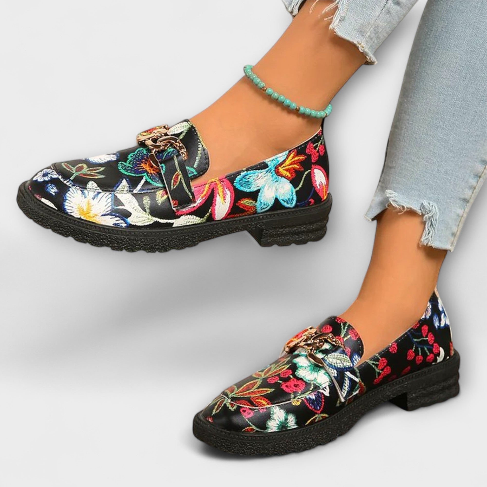 Orla – Colourful Loafers with Floral Design