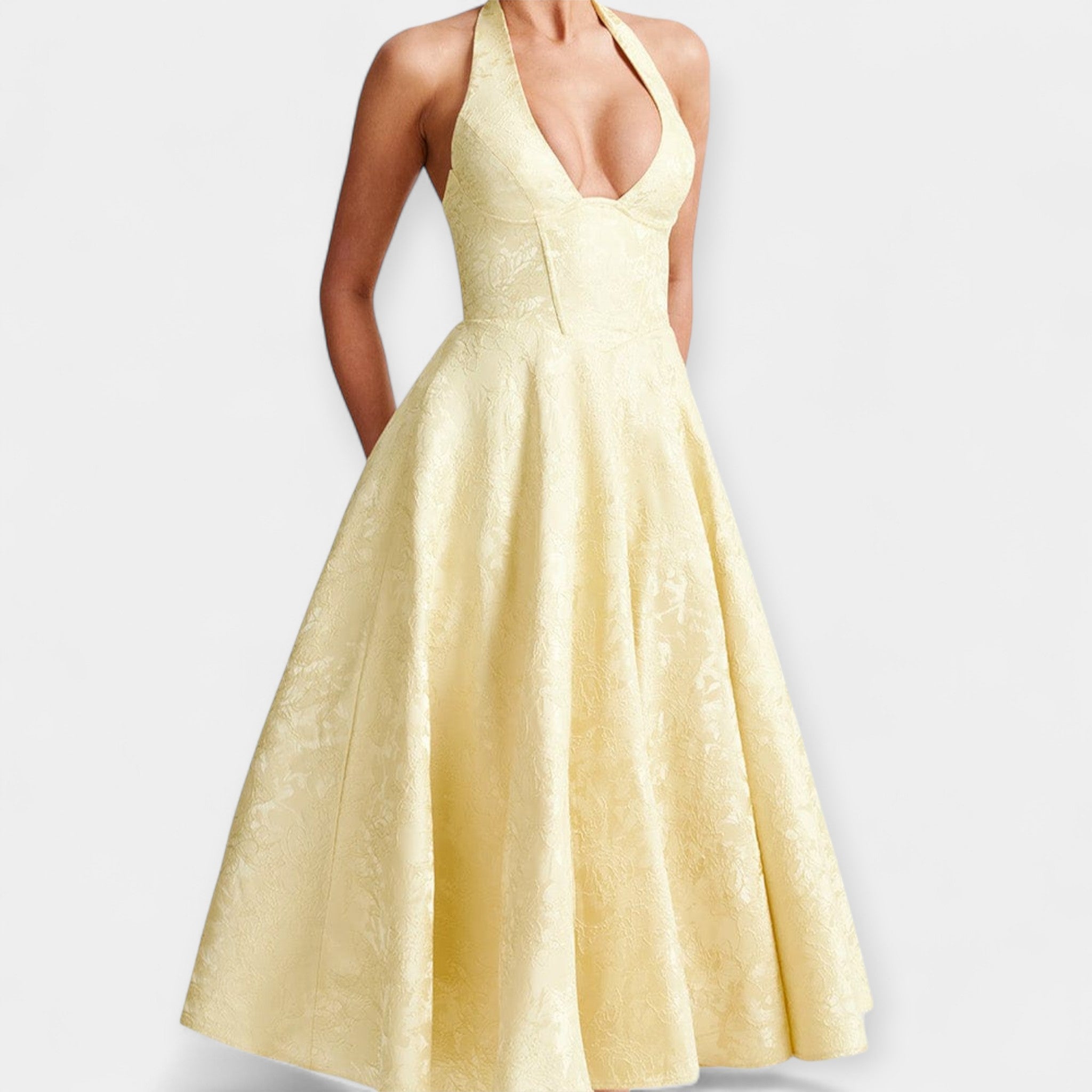 Midi Dress with Open Back and Corset Design