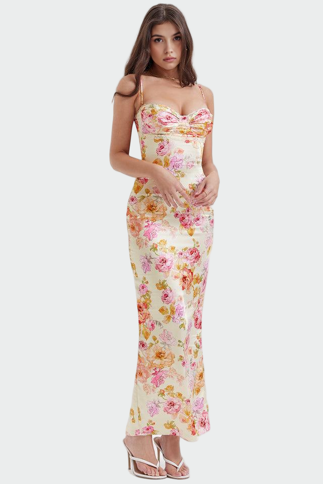 Pink | Satin Floral Dress