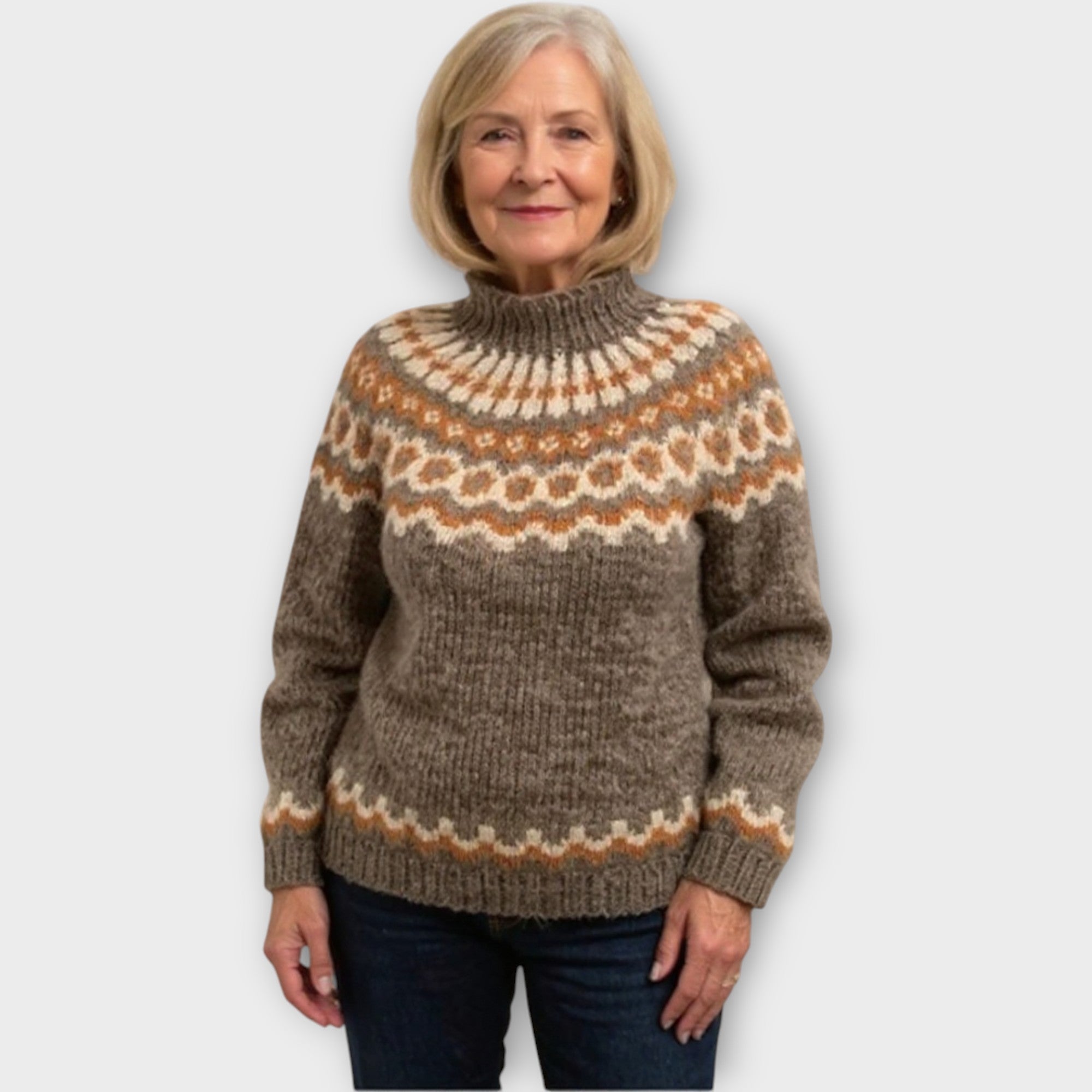 Knitted Sweater with Design on the Collar