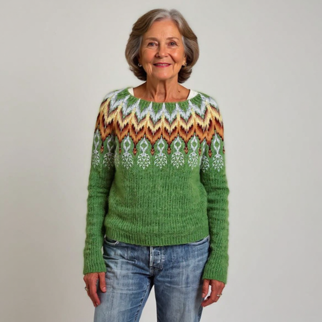 Knitted Sweater with Geometric Design