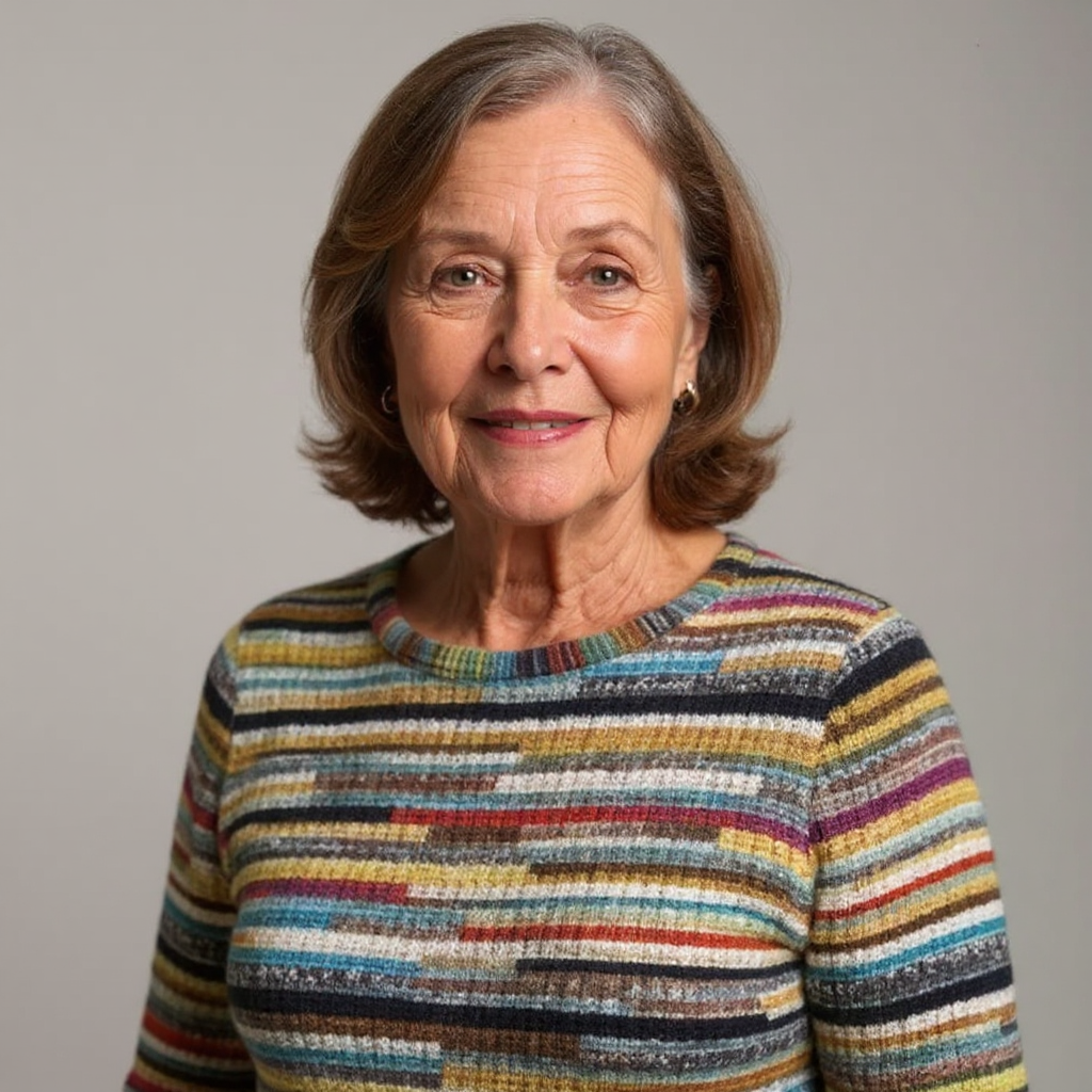 Knitted Sweater with Striped Design